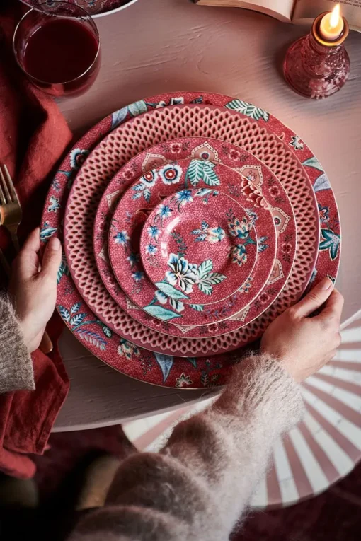 Assiette A Petit Four Flower Festival Rose Fonce 12Cm