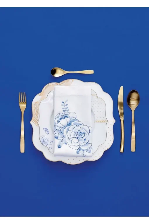Assiette A Petit-Déjeuner Royal White Points Dores 23,5 Cm