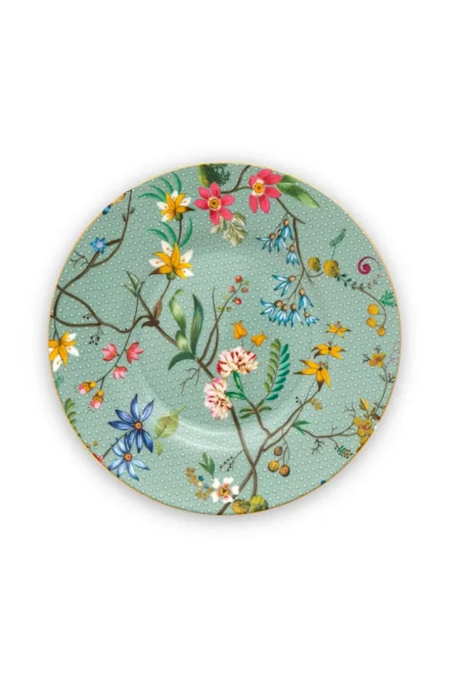 Assiette A Petits Fours A Fleurs Jolie Flowers En Coloris Bleu 12 Cm