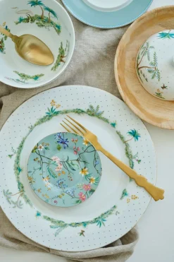Assiette A Petits Fours A Fleurs Jolie Flowers En Coloris Bleu 12 Cm