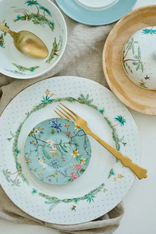Assiette A Petits Fours A Fleurs Jolie Flowers En Coloris Bleu 12 Cm