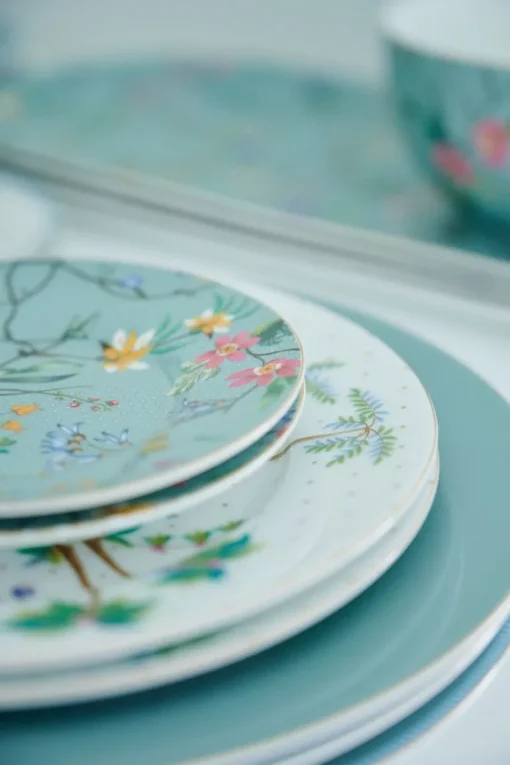 Assiette A Petits Fours A Fleurs Jolie Flowers En Coloris Bleu 12 Cm