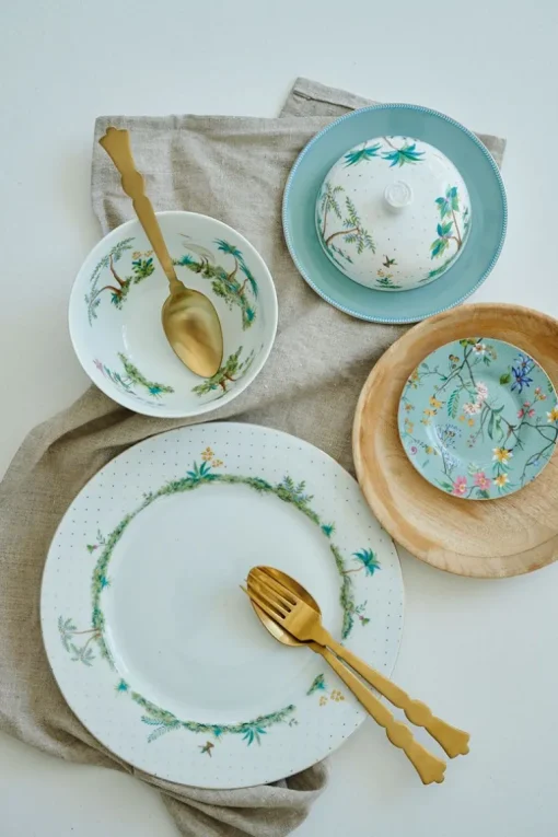 Assiette Plate A Pois Jolie Dore 26.5Cm