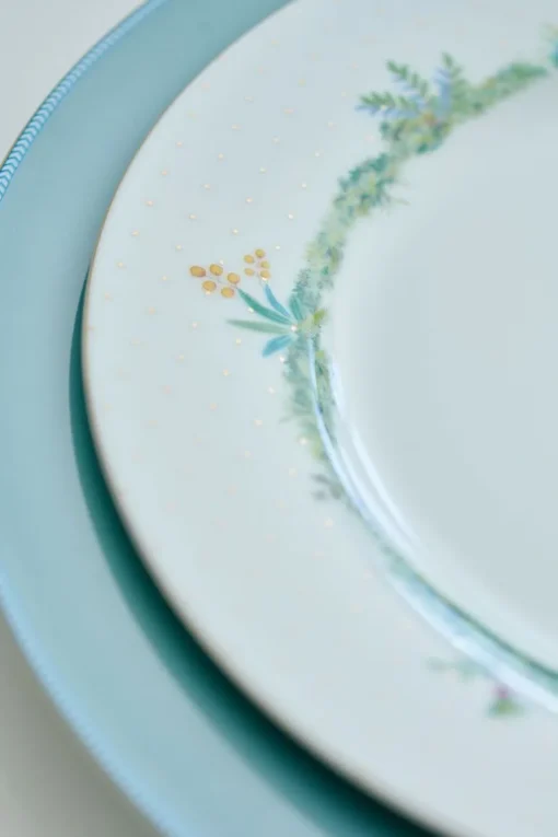 Assiette Plate A Pois Jolie Dore 26.5Cm