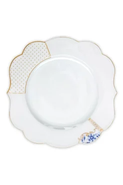 Assiette Plate Royal White Points Dores 28 Cm