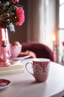Grande Tasse Flower Festival Deco Rose Fonce