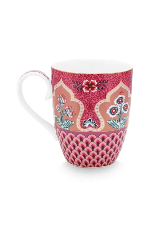 Grande Tasse Flower Festival Deco Rose Fonce