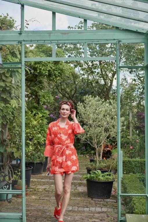 Kimono Flora Firenze En Coloris Corail