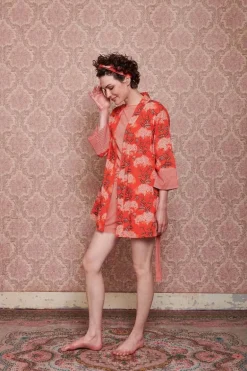 Kimono Flora Firenze En Coloris Corail