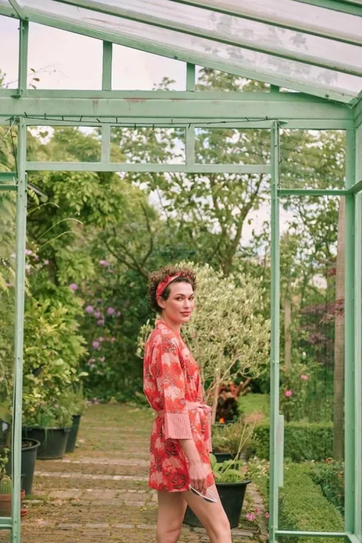 Kimono Flora Firenze En Coloris Corail