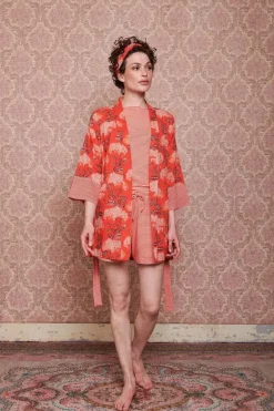 Kimono Flora Firenze En Coloris Corail