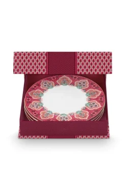 Lot De 4 Articles Assiettes Petit-Déjeuner Flower Festival Fonce 21Cm