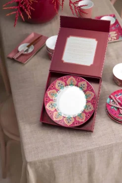 Lot De 4 Articles Assiettes Petit-Déjeuner Flower Festival Fonce 21Cm