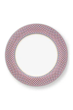 Lot De 4 Articles Assiettes Plates Flower Festival Rouge/ Clair 26.5Cm