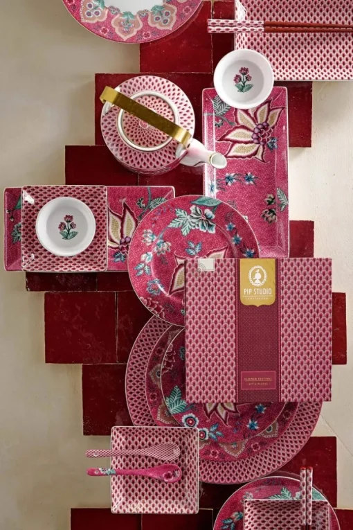 Lot De 4 Articles Assiettes Petit-Déjeuner Flower Festival Fonce 21Cm