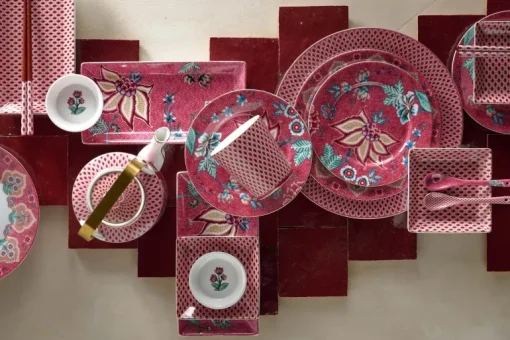 Lot De 4 Articles Assiettes Petit-Déjeuner Flower Festival Fonce 21Cm
