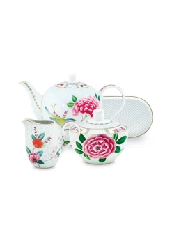 Lot De 4 Articles Service À Thé Blushing Birds Blanc