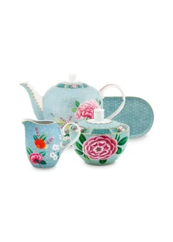 Lot De 4 Articles Service À Thé Blushing Birds Bleu