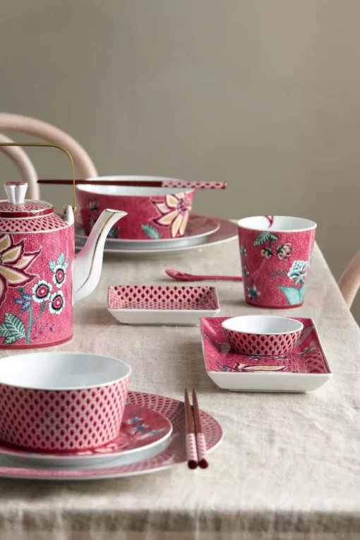 Lot De 4 Articles Tasses Oriental Flower Festival Fonce