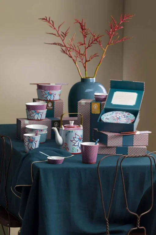 Lot De 4 Articles Tasses Oriental Flower Festival