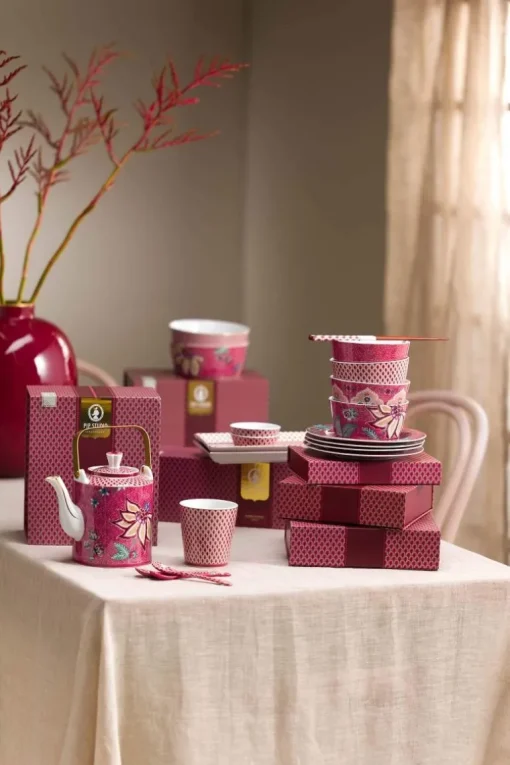 Lot De 4 Articles Tasses Oriental Flower Festival Fonce