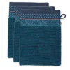 Lot De 3 Gants De Toilette Soft Zellige En Coloris Fonce 16 X 22 Cm