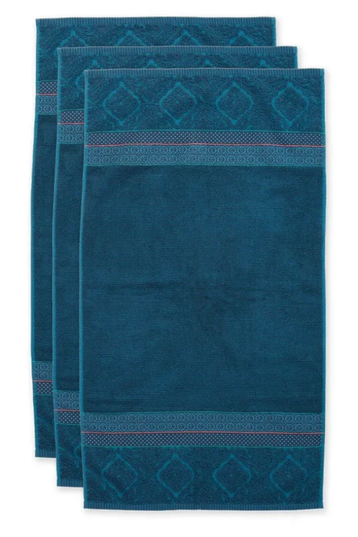 Lot De 3 Serviettes De Bain Soft Zellige En Coloris Fonce 55 X 100 Cm