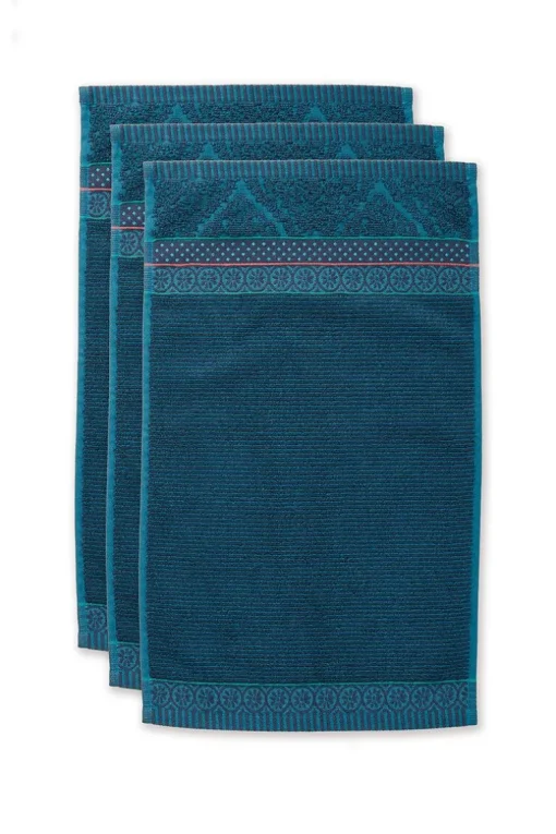 Lot De 3 Serviettes Invite Soft Zellige En Coloris Fonce 30 X 50 Cm