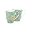 Lot De 2 Tasses De Grande Taille A Fleurs Jolie En Coloris Bleu