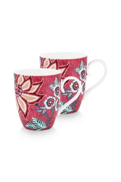 Lot De 2 Tasses De Grande Taille Flower Festival Rose Fonce
