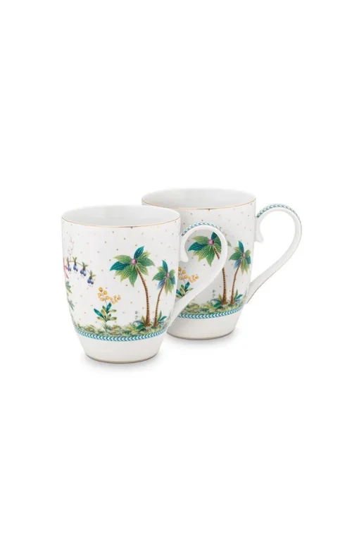 Lot De 2 Tasses De Grande Taille A Pois Jolie En Coloris Dore
