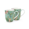 Lot De 2 Tasses De Petite Taille A Fleurs Jolie En Coloris Bleu