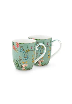 Lot De 2 Tasses De Petite Taille A Fleurs Jolie En Coloris Bleu