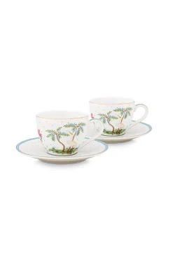 Lot De 2 Tasses Et Soucoupes A Expresso A Pois Jolie En Coloris Dore