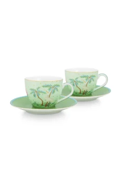 Lot De 2 Tasses Et Soucoupes A Expresso Jolie En Coloris