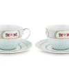 Lot De 2 Tasses Et Soucoupes A Cappuccino Blushing Birds En Coloris