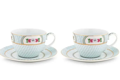 Lot De 2 Tasses Et Soucoupes A Cappuccino Blushing Birds En Coloris