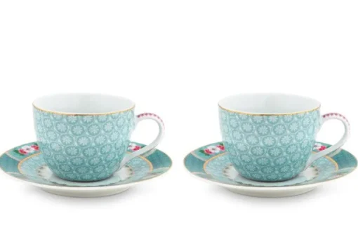 Lot De 2 Tasses Et Soucoupes A Expresso Blushing Birds En Coloris