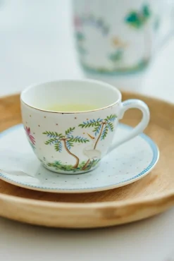 Lot De 2 Tasses Et Soucoupes A Expresso A Pois Jolie En Coloris Dore
