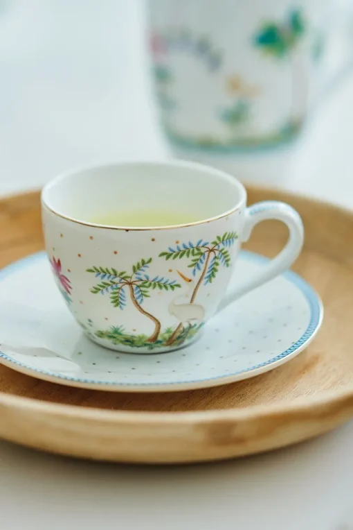 Lot De 2 Tasses Et Soucoupes A Expresso A Pois Jolie En Coloris Dore