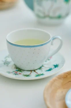 Lot De 2 Tasses Et Soucoupes A Cappuccino A Pois Jolie En Coloris Dore