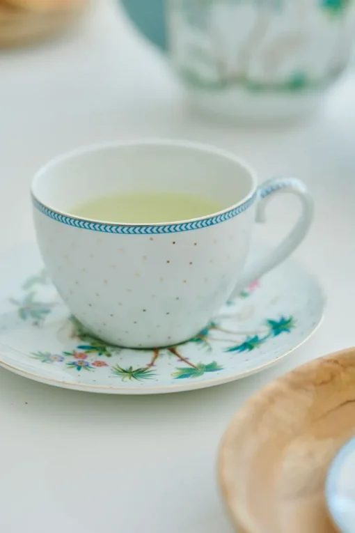 Lot De 2 Tasses Et Soucoupes A Cappuccino A Pois Jolie En Coloris Dore