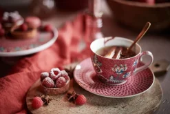 Lot De 2 Tasses Et Soucoupes A Cappuccino Flower Festival Rose Fonce