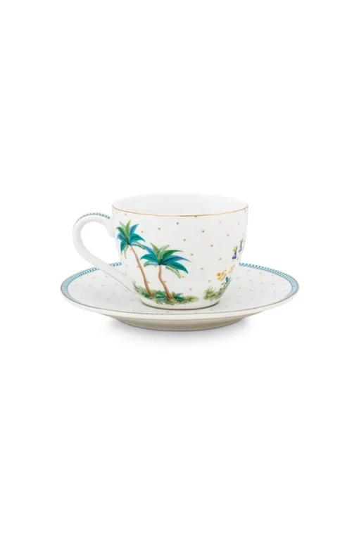 Lot De 2 Tasses Et Soucoupes A Expresso A Pois Jolie En Coloris Dore