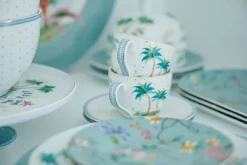 Lot De 2 Tasses Et Soucoupes A Expresso A Pois Jolie En Coloris Dore