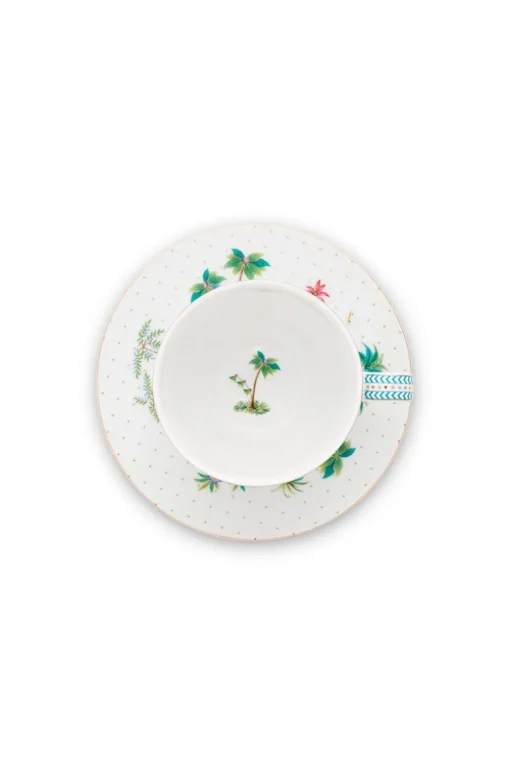Lot De 2 Tasses Et Soucoupes A Cappuccino A Pois Jolie En Coloris Dore