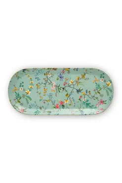Plateau A Gâteaux Rectangulaire A Fleurs Jolie En Coloris Bleu