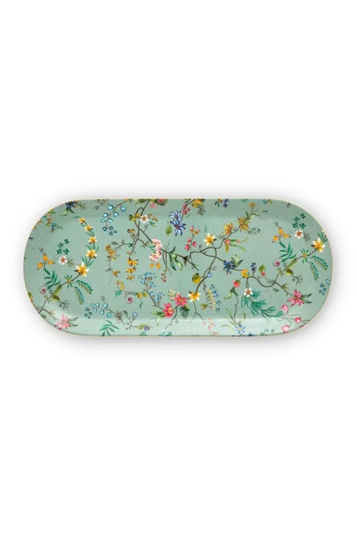 Plateau A Gâteaux Rectangulaire A Fleurs Jolie En Coloris Bleu