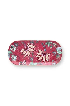 Plateau A Gâteaux Rectangulaire Flower Festival Rose Fonce
