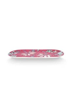 Plateau A Gâteaux Rectangulaire Flower Festival Rose Fonce